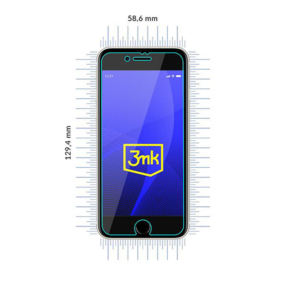 Película protetora de ecrã 3MK FlexibleGlass para Apple iPhone SE (2022) / SE (2020) / 8 / 7, Vidro Flexível, Cola Total