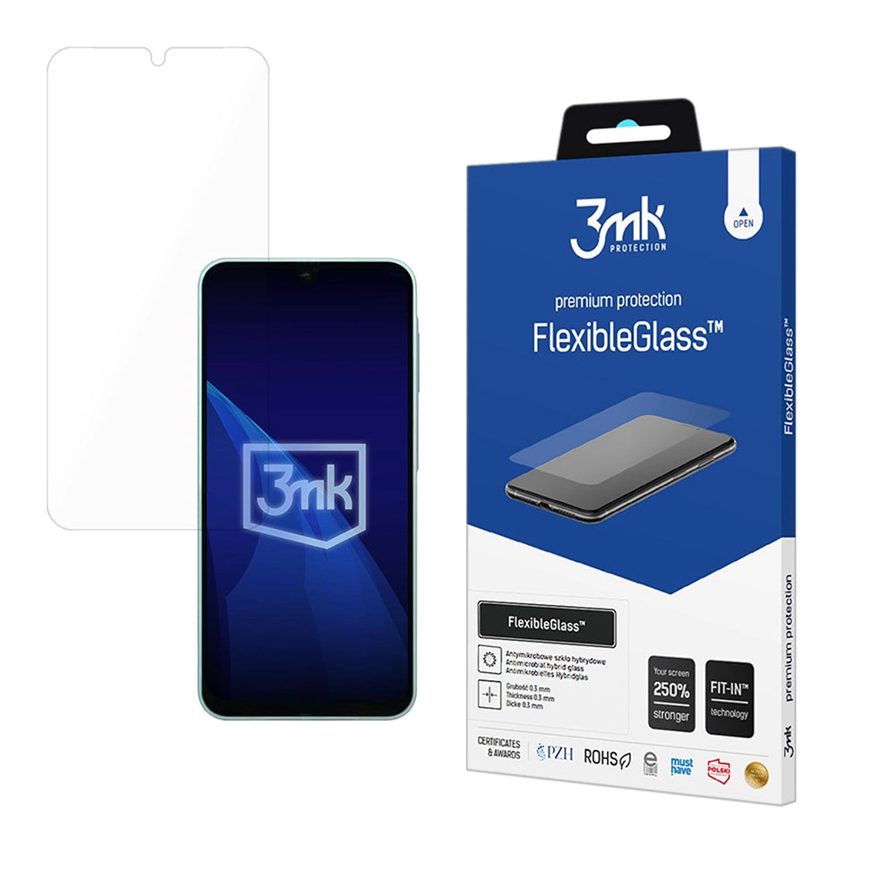 Película Protetora de Ecrã 3MK FlexibleGlass para Samsung Galaxy A26 A266 / A16 5G A166 / A16 4G A165 / M16 M166, Vidro Flexível, Cola Total