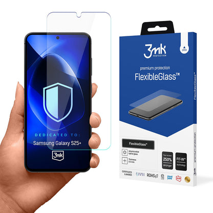 Película protetora de ecrã 3MK FlexibleGlass para Samsung Galaxy S25+ S936, Vidro Flexível, Cola Total