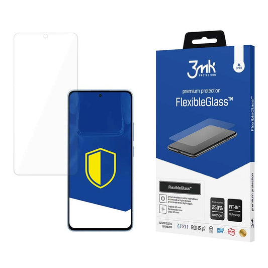 Película protetora de ecrã 3MK FlexibleGlass para Xiaomi Redmi Note 13 4G, Vidro Flexível, Cola Total