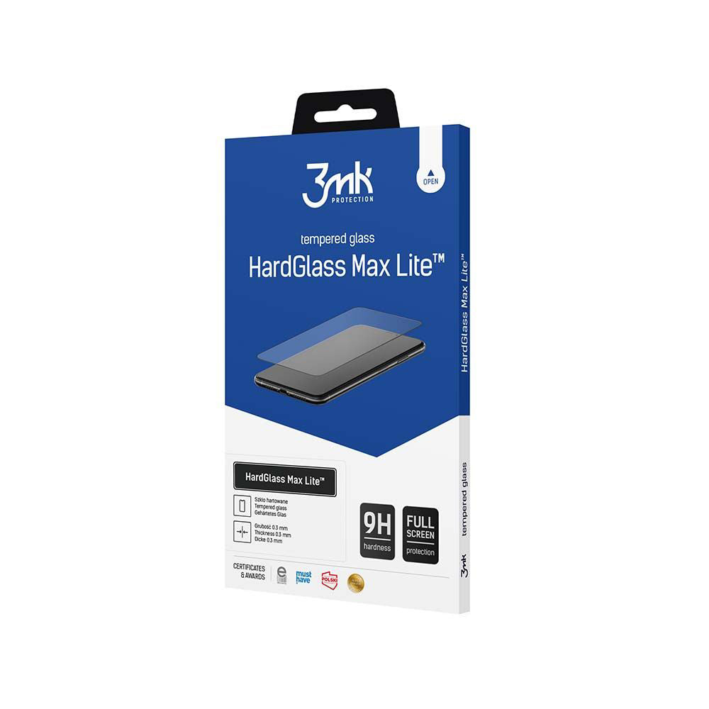 Película protetora de ecrã 3MK HardGlass Max Lite para Samsung Galaxy A55 5G A556 / A35 5G A356, Vidro Temperado, Cola Total, Preta