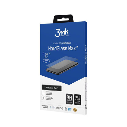 Película protetora de ecrã 3MK HardGlass Max para Apple iPhone 16 Pro, Vidro Temperado, Cola Total, Preta