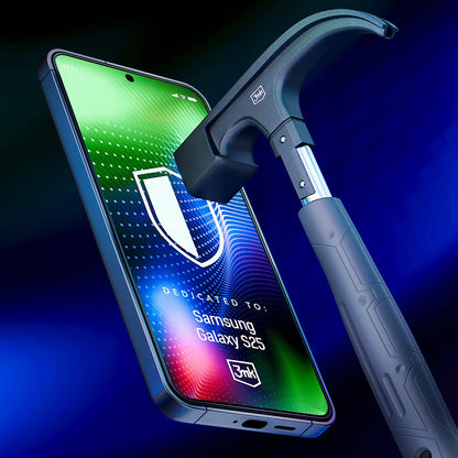 Película protetora de ecrã 3MK Hardy Ultra para Samsung Galaxy S25 S931, Vidro Temperado, Cola Total, Preta