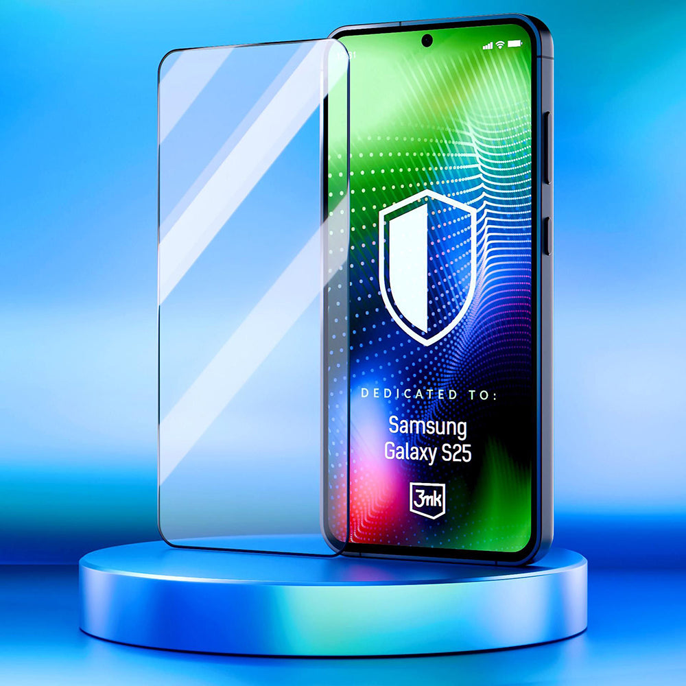 Película protetora de ecrã 3MK Hardy Ultra para Samsung Galaxy S25 S931, Vidro Temperado, Cola Total, Preta
