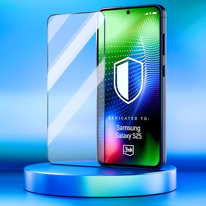 Película protetora de ecrã 3MK Hardy Ultra para Samsung Galaxy S25 S931, Vidro Temperado, Cola Total, Preta
