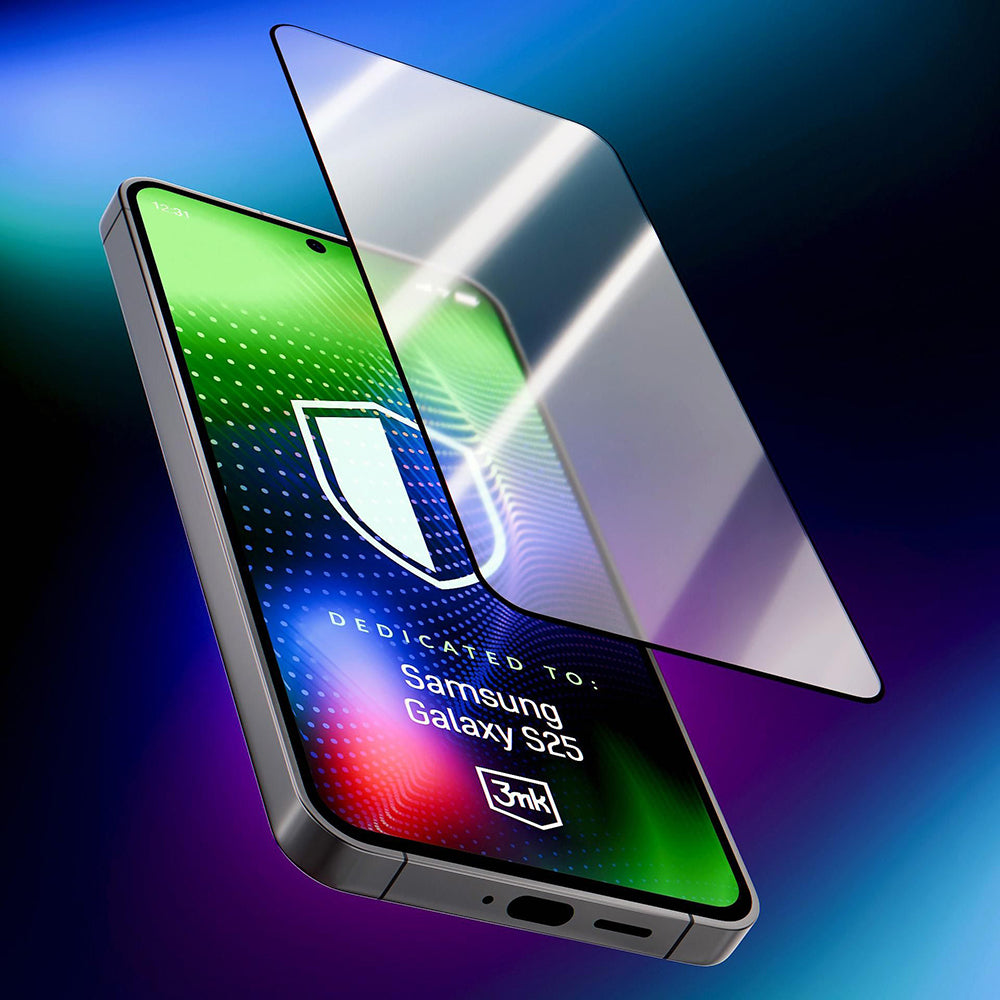 Película protetora de ecrã 3MK Hardy Ultra para Samsung Galaxy S25 S931, Vidro Temperado, Cola Total, Preta