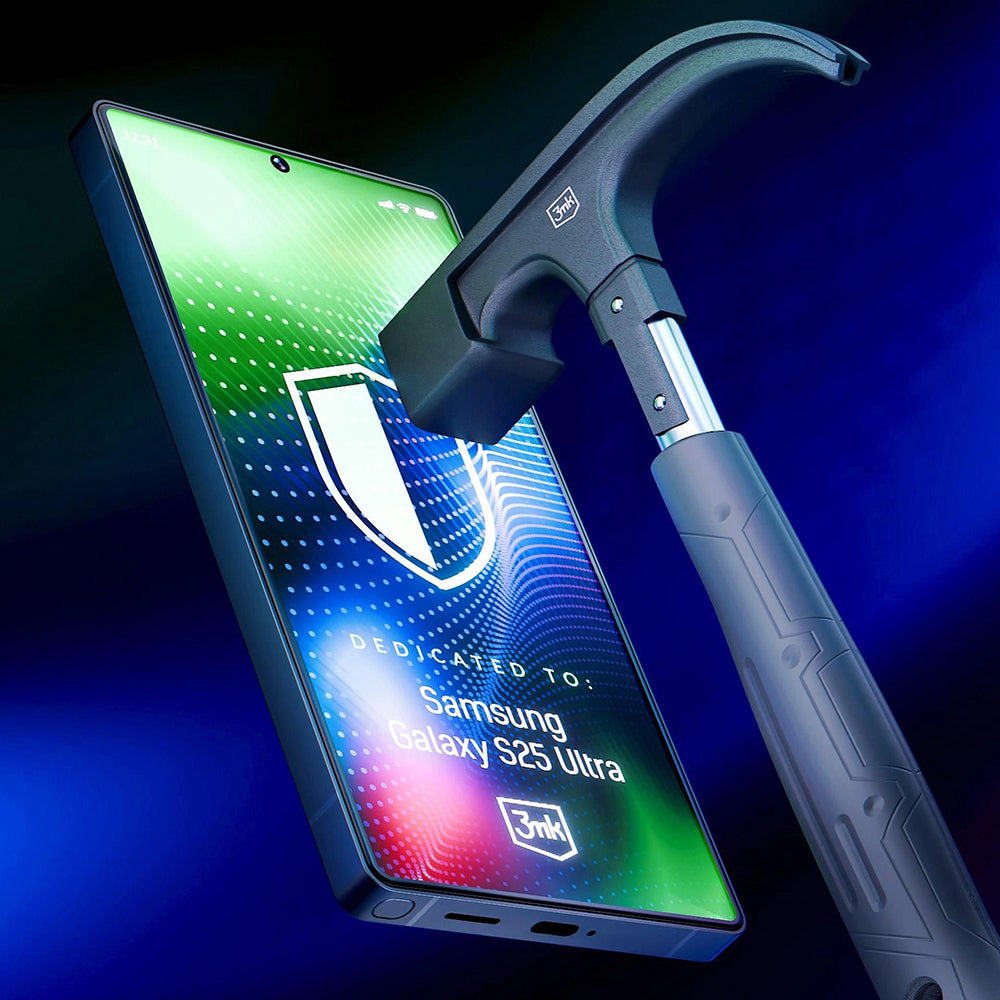 Película protetora de ecrã 3MK Hardy Ultra para Samsung Galaxy S25 Ultra S938, Vidro Temperado, Cola Total, Preta