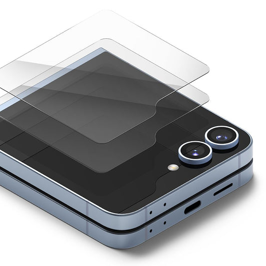 Película Protetora de Ecrã Exterior Ringke Cover Display para Samsung Galaxy Z Flip6 F741, Vidro Temperado, AB Ultra Glue, Conjunto de 2 peças.
