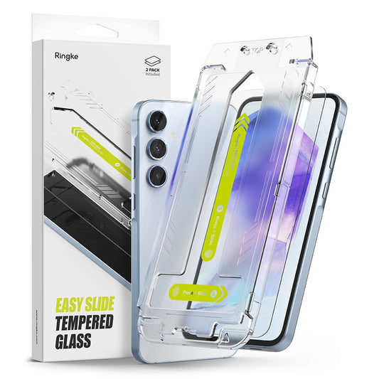 Ringke Easy Slide Protetor de ecrã para Samsung Galaxy A55 5G A556, proteção de vidro, cola total, conjunto 2 peças 