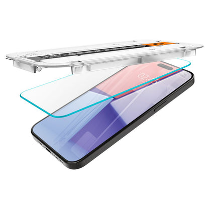 Película Protetora de Ecrã Spigen GlastR EZ FIT para Apple iPhone 15 Pro Max, Vidro Temperado, Colagem Total, Conjunto de 2 peças AGL06872