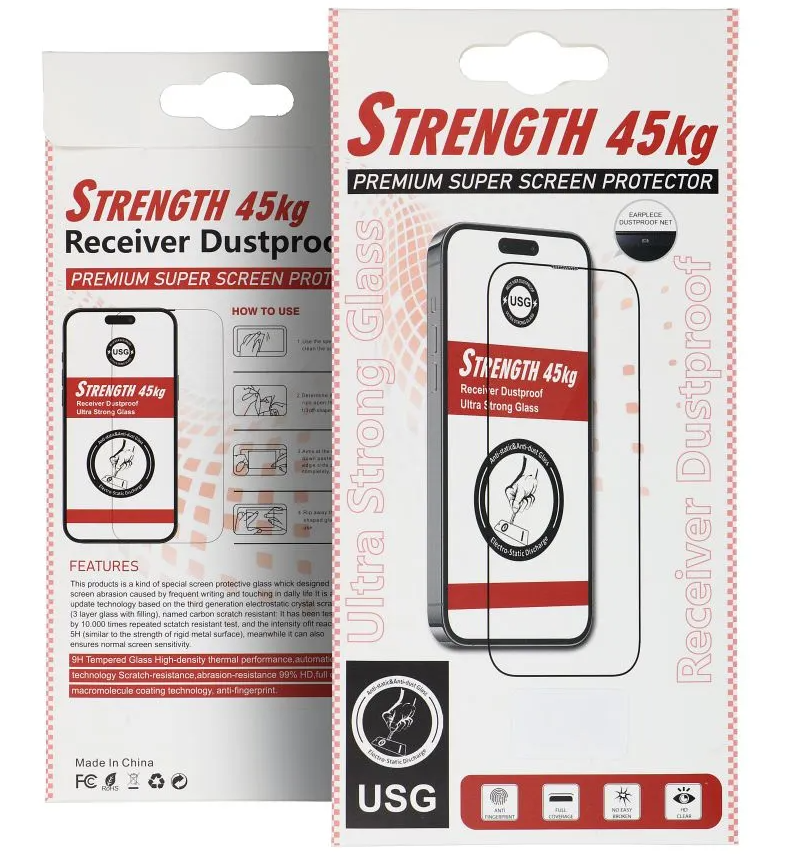 OEM Ultra Strong 45KG Screen Protector for Apple iPhone 17 Pro, Tempered Glass, Full Glue, 2.5D, Black
