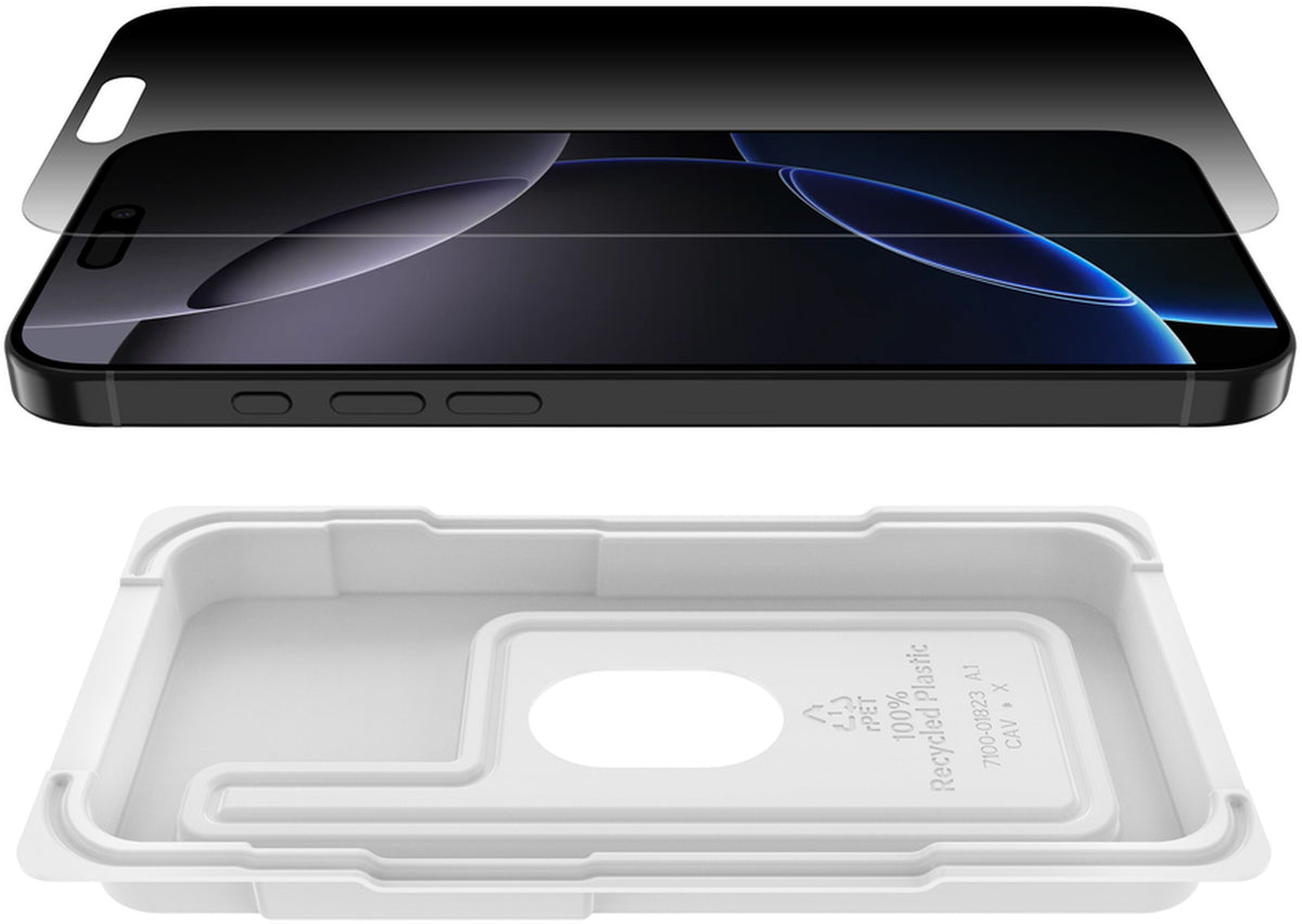 Película protetora de ecrã Privacy Belkin ScreenForce InvisiGlass para Apple iPhone 16 Pro Max, Vidro Temperado, Cola Total OVA170hq