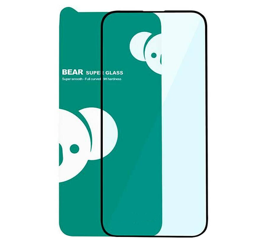 Película protetora de ecrã Bear Super Hard para Apple iPhone 18 Pro / 17 Pro / 17 / 16 Pro, Vidro Temperado, Cola Total, 3D, Preta