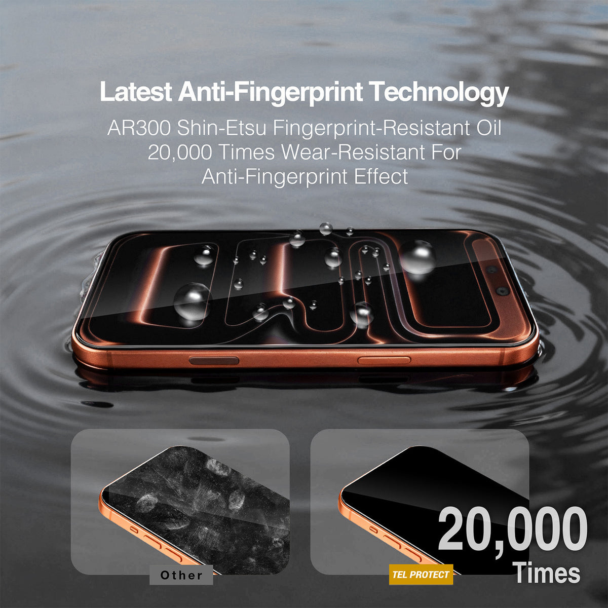 Película de proteção de ecrã Tel Protect 10X HD DLC Diamond Coating para Apple iPhone 18 Pro Max / 17 Pro Max, Vidro Temperado, Full Glue, Preta