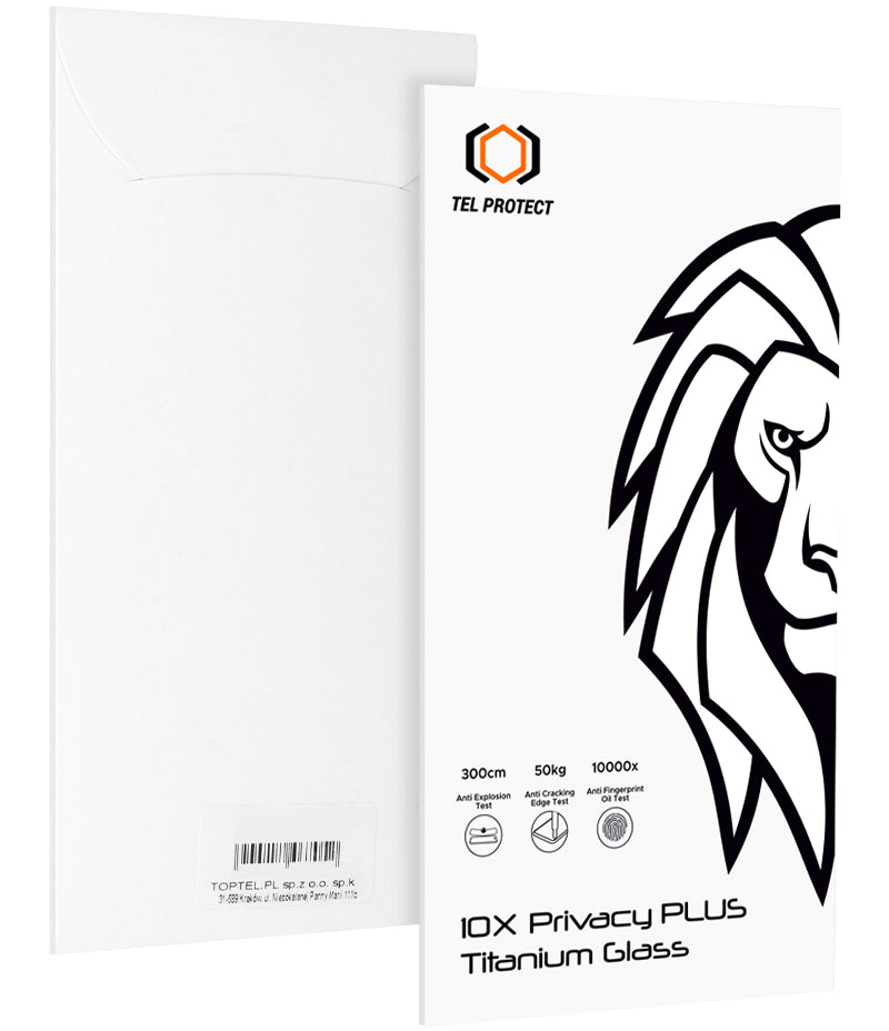 Película de Proteção de Ecrã Privacy Tel Protect 10X Plus Titanium para Apple iPhone 17 Pro, Vidro Temperado, Full Glue
