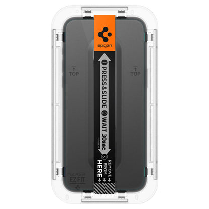 Película Protetora de Ecrã Spigen GlastR EZ FIT para Apple iPhone 15 Pro Max, Vidro Temperado, Colagem Total, Conjunto de 2 peças AGL06872