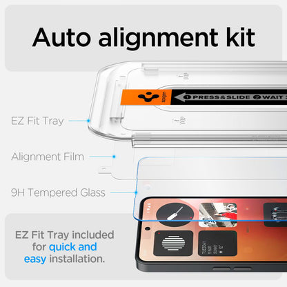 Película Protetora de Ecrã Clear Spigen GlastR EZ FIT para Nothing Phone (3a) / Phone (3a) Pro, Vidro Temperado, Full Glue AGL09429