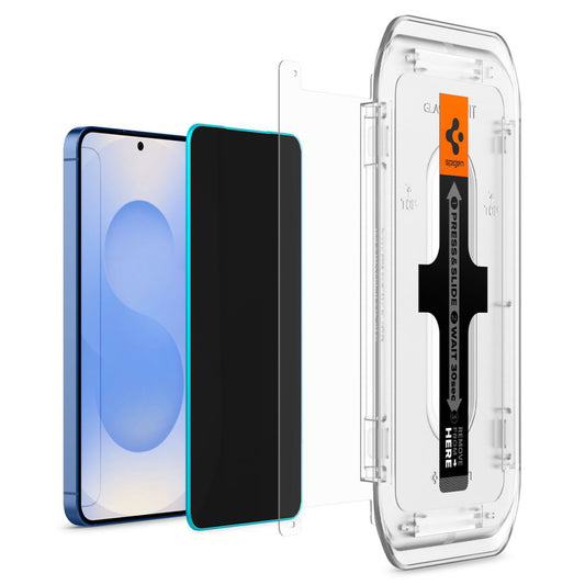 Película protetora de ecrã Privacy Spigen GlastR EZ FIT HD para Samsung Galaxy S25 S931 / S24 S921, Vidro Temperado, Cola Total, Conjunto de 2 peças
