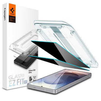 Película protetora de ecrã Privacy Spigen GlastR EZ FIT HD para Samsung Galaxy S25 Ultra S938, Vidro Temperado, Cola Total, Conjunto de 2 unidades AGL09335