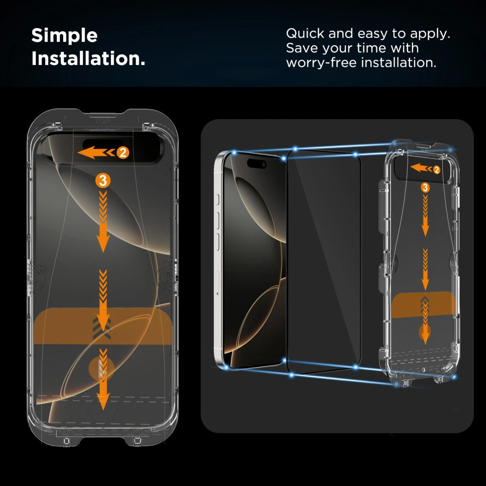 Película Protetora de Ecrã Tech-Protect Quick Set+ para Apple iPhone 16 / 15, Vidro Temperado, Colagem Total, Conjunto de 2 peças, Preta