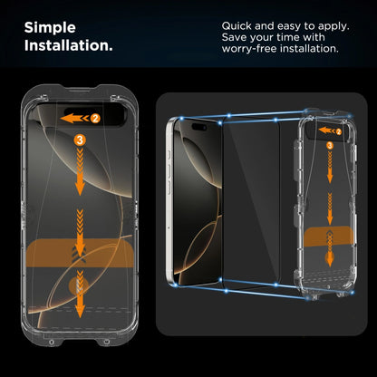 Película Protetora de Ecrã Tech-Protect Quick Set+ para Apple iPhone 16 / 15, Vidro Temperado, Colagem Total, Conjunto de 2 peças, Preta