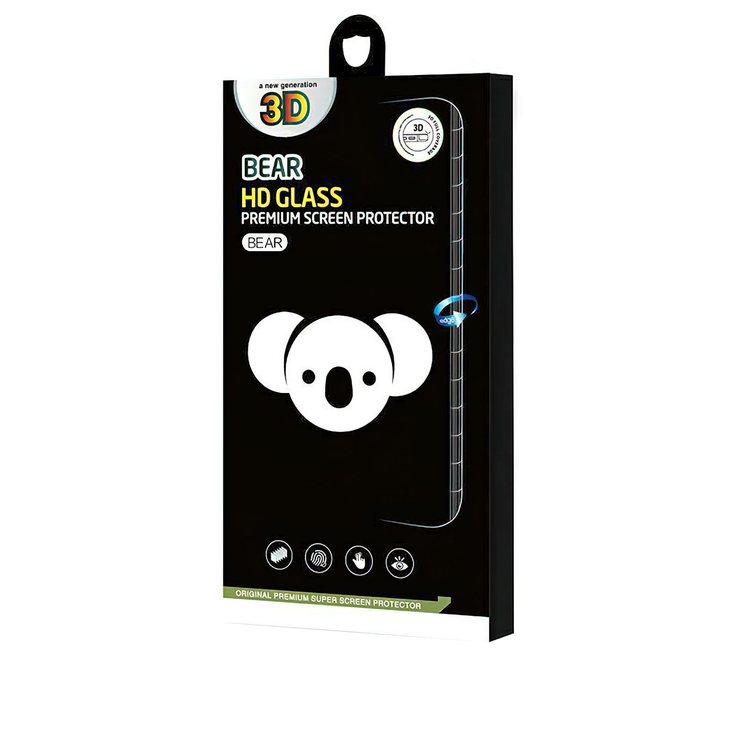 Película protetora de ecrã Bear HD para Apple iPhone 14 Pro Max, Vidro Temperado, Cola Total, Preto