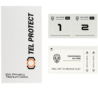 Película de proteção de ecrã Privacy Tel Protect 10X Plus Titanium para Samsung Galaxy S25 Ultra S938, Vidro Temperado, Full Glue