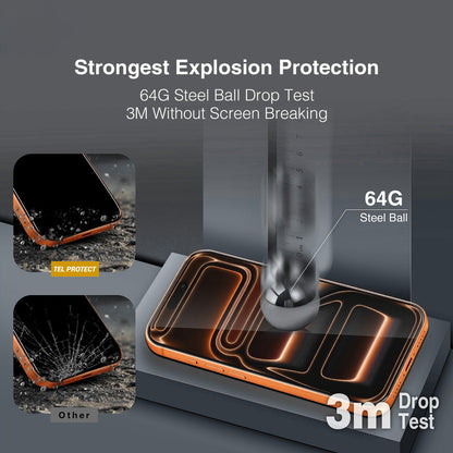 Película de proteção de ecrã Tel Protect 10X HD DLC Diamond Coating para Apple iPhone 17e / 16e / 14 / 13 Pro / 13, Vidro Temperado, Full Glue, Preta