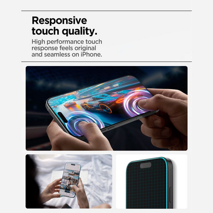 Película Protetora de Ecrã Spigen GlastR Align Master Slim para Apple iPhone 17, Vidro Temperado, Colagem Total, Conjunto de 3 peças AGL10484