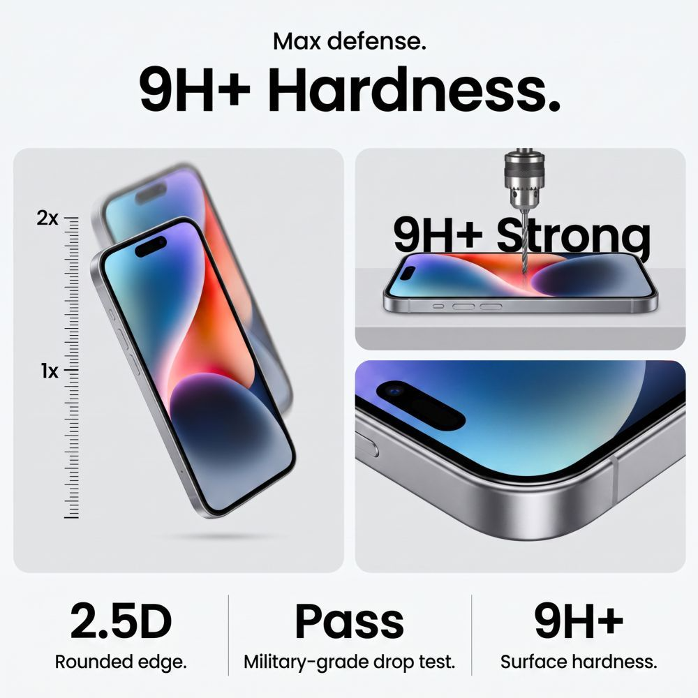 Película protetora de ecrã Tech-Protect OneTouch para Apple iPhone 18 Pro Max / 17 Pro Max, Vidro Temperado, Cola Total, Conjunto de 2 unidades, Transparente