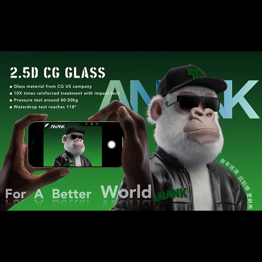Película Protetora de Ecrã Anank 10X Reinforced CG para Apple iPhone 17, Vidro Temperado, Full Glue, 2.5D, Preta
