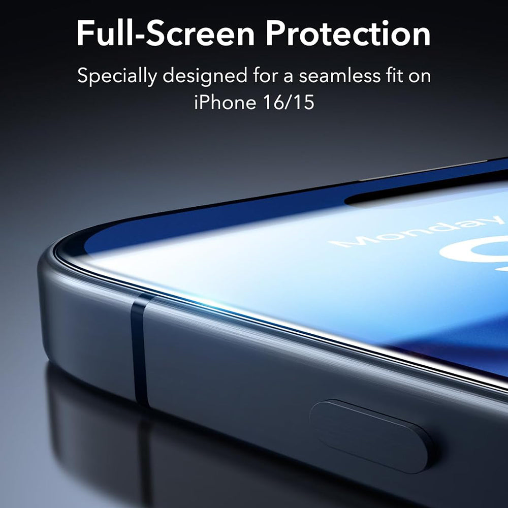 Película protetora de ecrã Anank 1X Reforçada para Apple iPhone 16 Pro Max, Vidro Temperado, Cola Total, 3D, Conjunto de 10 peças