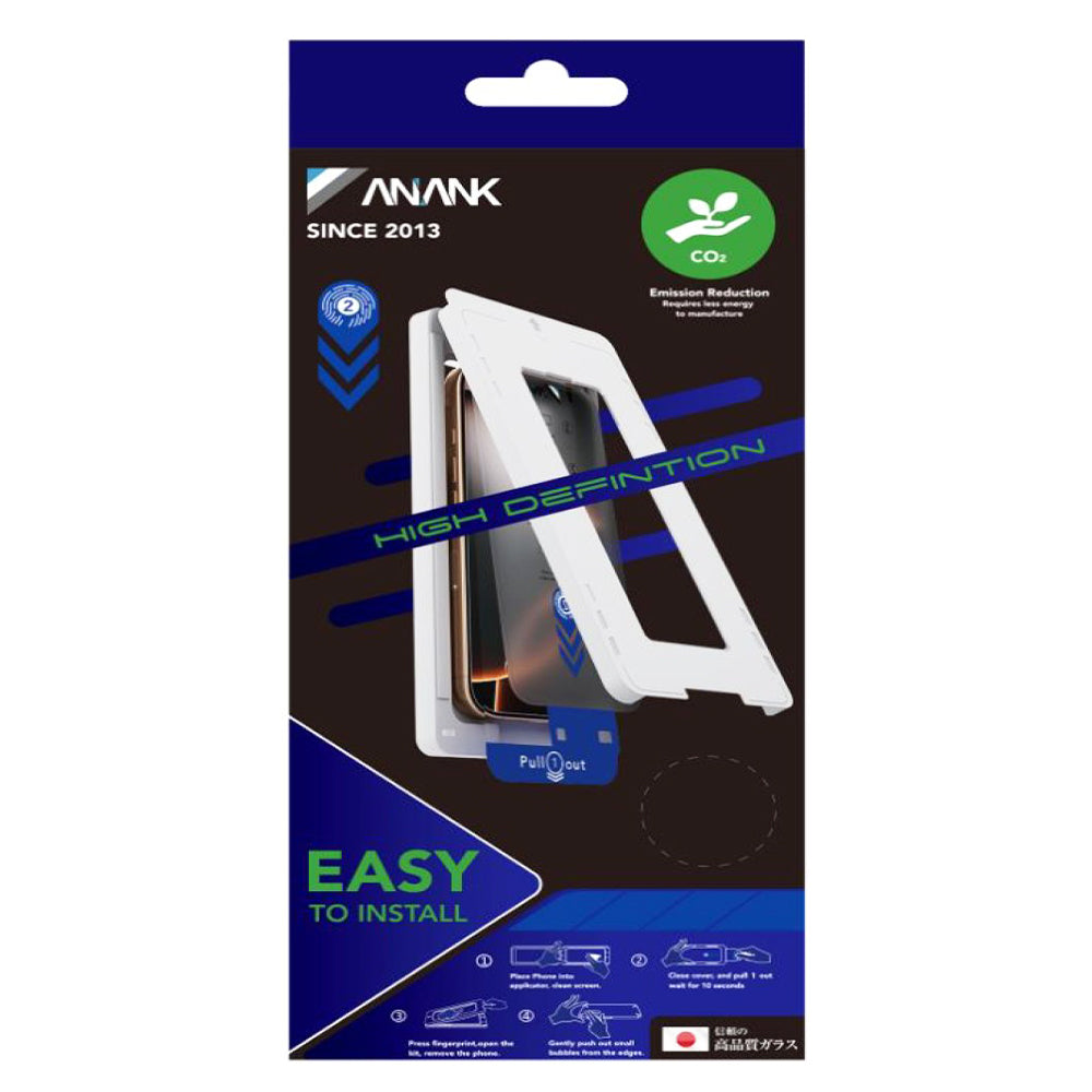 Película protetora de ecrã Anank 2X Reforçada para Apple iPhone 15 Pro, Vidro Temperado, Cola Total, 2.5D, Preta