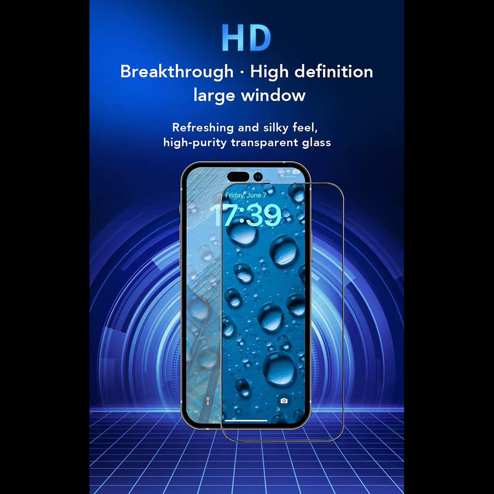 Película protetora de ecrã Anank 3X Reforçada para Apple iPhone 17e / 16e / 14 / 13 Pro, Vidro Temperado, Cola Total, 2.5D, Preta