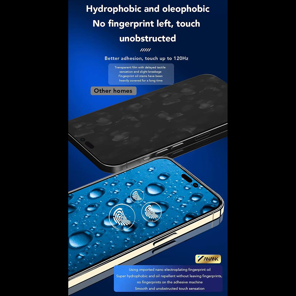 Película protetora de ecrã Anank 3X Reforçada para Apple iPhone 17e / 16e / 14 / 13 Pro, Vidro Temperado, Cola Total, 2.5D, Preta