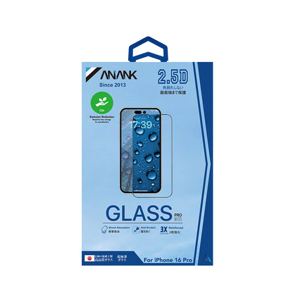 Película protetora de ecrã Anank 3X Reforçada para Apple iPhone 17e / 16e / 14 / 13 Pro, Vidro Temperado, Cola Total, 2.5D, Preta