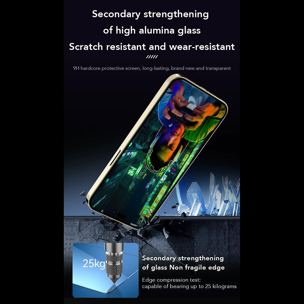 Película protetora de ecrã Anank Anti-Dedadas para Apple iPhone 14 Pro Max, Vidro Temperado, Cola Total, 2.5D, Preta