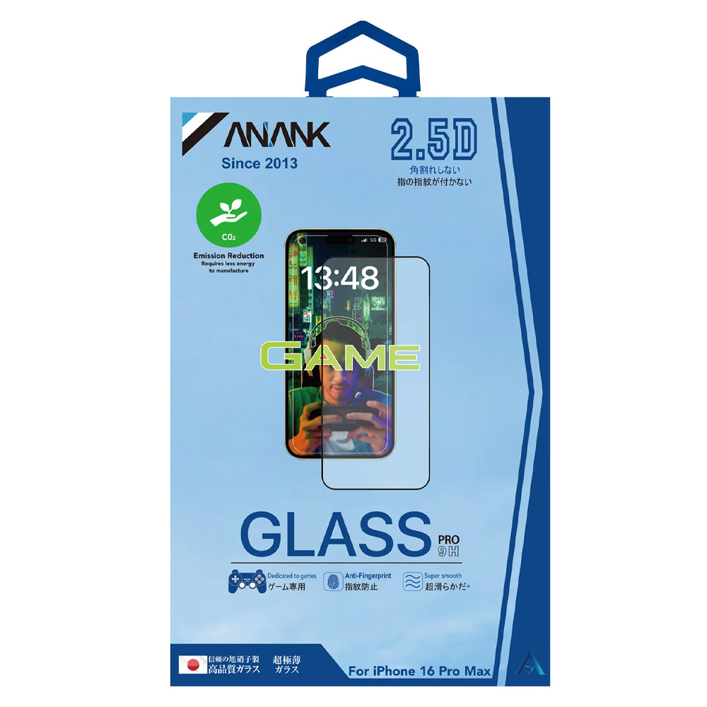 Película protetora de ecrã Anank Anti-Dedadas para Apple iPhone 14 Pro Max, Vidro Temperado, Cola Total, 2.5D, Preta