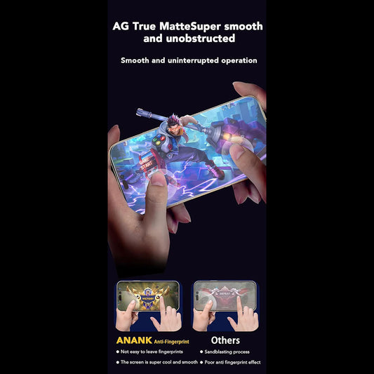 Película protetora de ecrã Anank Anti-Dedadas para Apple iPhone 15 Pro Max, Vidro Temperado, Cola Total, 2.5D, Preta