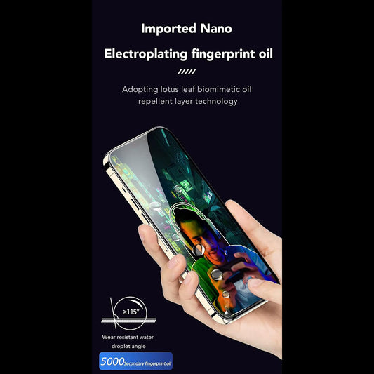 Película protetora de ecrã Anank Anti-Dedadas para Apple iPhone 17e / 16e / 14 / 13 Pro, Vidro Temperado, Cola Total, 2.5D, Preto