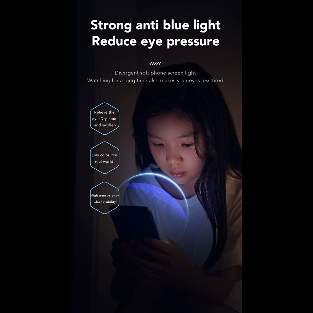 Película protetora de ecrã Anti Blue Light Anank 3X Reforçada para Apple iPhone 16 Pro Max, Vidro Temperado, Cola Total, 2.5D, Preta