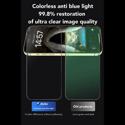 Película protetora de ecrã Anti Luz Azul Anank 3X Reforçada para Apple iPhone 16, Vidro Temperado, Cola Total, 2.5D, Preta