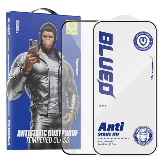 Película protetora de ecrã Blueo Anti-Estática HD para Apple iPhone 18 Pro Max / 17 Pro Max / 16 Pro Max, Vidro Temperado, Cola Total, Preta