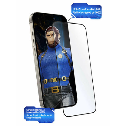 Película Protetora de Ecrã Blueo Crystal Anti-Riscos Aplicador para Apple iPhone 17 Pro / 17 / 16 Pro, Vidro Temperado, Cola Completa, Preta