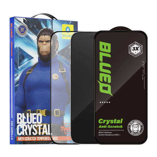 Película protetora de ecrã Blueo Crystal Anti-Riscos para Apple iPhone 15 Pro Max, Vidro Temperado, Cola Total, Preta