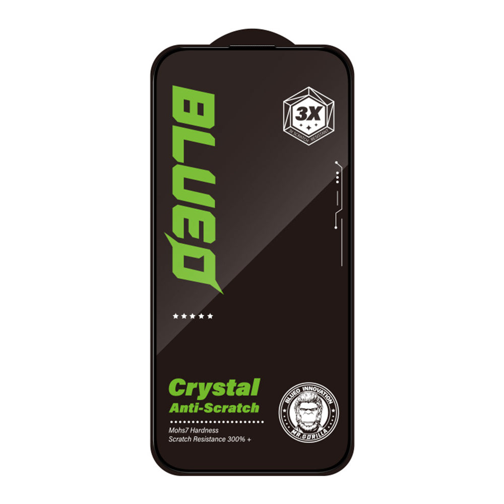 Película protetora de ecrã Blueo Crystal Anti-Riscos para Apple iPhone 16 Plus / 15 Plus, Vidro Temperado, Cola Total, Preta