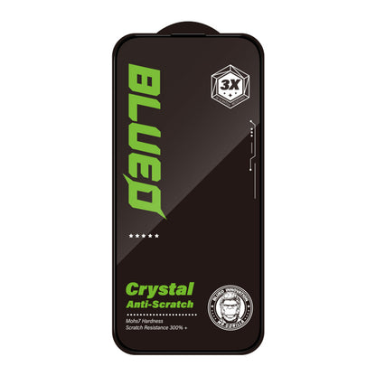 Película protetora de ecrã Blueo Crystal Anti-Riscos para Apple iPhone 16 Plus / 15 Plus, Vidro Temperado, Cola Total, Preta