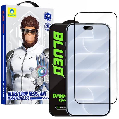 Película de proteção de ecrã Blueo Drop Resistant para Apple iPhone 18 Pro / 17 Pro / 17 / 16 Pro, Vidro Temperado, Full Glue, Preta
