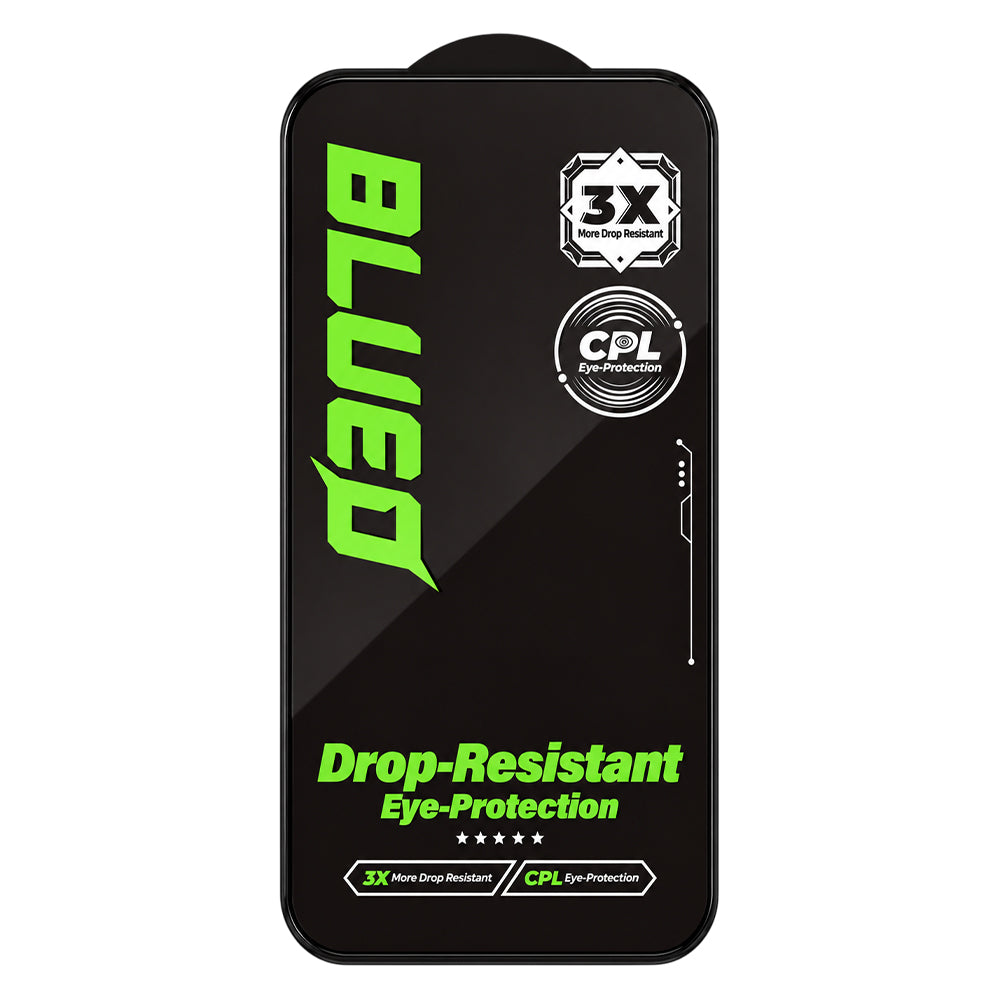 Película de proteção de ecrã Blueo Drop Resistant para Apple iPhone 18 Pro / 17 Pro / 17 / 16 Pro, Vidro Temperado, Full Glue, Preta