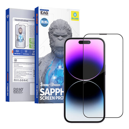 Película protetora de ecrã Blueo Sapphire Applicator Pro para Apple iPhone 15 Pro, Vidro Temperado, Cola Total, Preto